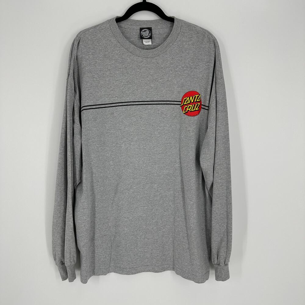 Santa Cruz Skateboards Classic Long Sleeve Grey Graphic Print Mens Tee 2XL